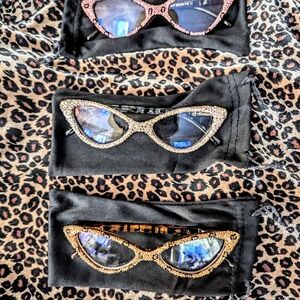 Set Of 3 Stylish Women's Glitter Cat-Eye Readers 1.50 Mag.